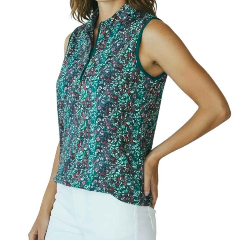 Pebble Beach Polo Dry-Luxe Performance Top Tropical Floral Sleeveless Sz XL